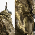 Gold and Silver Two-Color Gilding Creative Louver Pleat Three-Dimensional Reconstruction Special Texture Messy Pleated Clothing Cloth Designer Fabric.