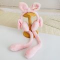 Gift Cute Rabbit Moving Earmuffs Earmuff Earflap Winter Warm Plush Moving Hat Headwear Earwarmer. 