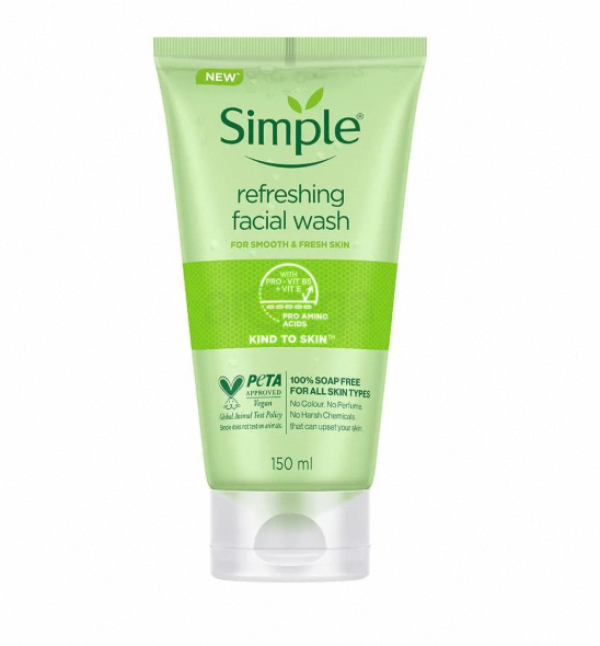 Simple Kind to Skin Refreshing Facial Wash | Gentle, Hydrating & Soap-Free Cleanser