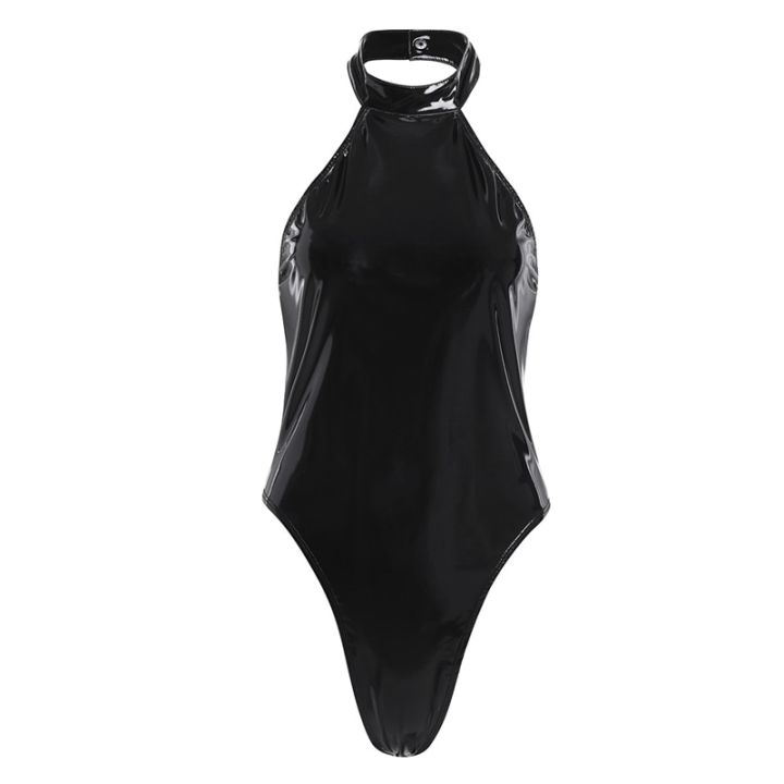 Women%20Black%20One%20Piece%20Body%20Suit%20Wetlook%20Latex%20Catsuit%20High%20Neck%20Halter%20Backless%20Leotard%20Bodysuit%20for%20Night%20Club%20Dance%20Wear%20-%20Image%205