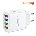 4 Ports USB Charger 3.1A Wall Charge Adapter QC 3.0 Fast Charging For Samsung Xiaomi Huawei Mobile EU/US Plug Charging Adapter. 