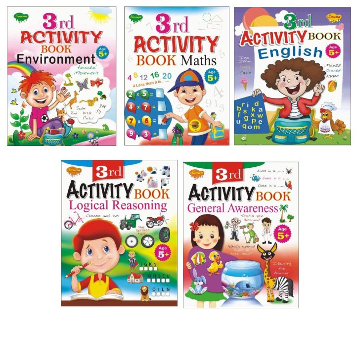 3rd Activity Book Complete Set Of 5 Books For 5+ Years Math, English, Logical Reasoning, General Awareness, Environment