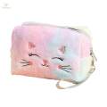 Multifunctional Plush Cosmetic Bag Valentines Day Gifts Cute Zipper Travel Portable Toiletry Bag. 