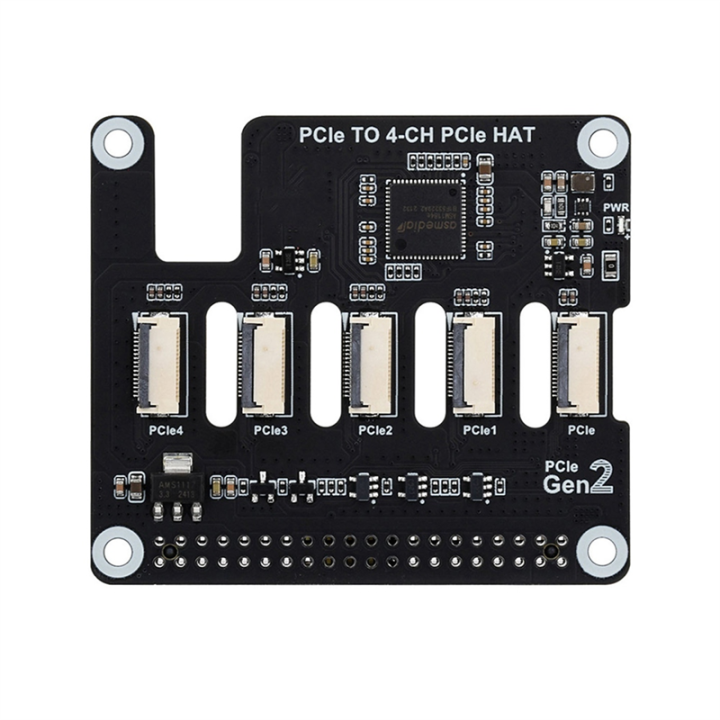 For 5 4-CH Board PCIe FFC Expansion Card PCIe to PCIe HAT Interface Supports Stacking Multiple PCIe HAT Modules