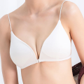 French Front Buckle Bra Deep V Neck Triangle Cup Bras Front Buckle Design Thin Suspenders Straps Wire Free Bralette for Lady Girls. 