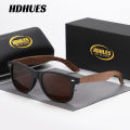 HdHues, Classic Trendy Square Polarized Sunglasses, With Walnut Wooden Temples, For Men Women Outdoor Sports Driving Fishing Cycling Supply Photo Prop. 