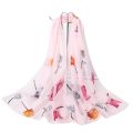 2024 Summer New Women's Lucky Bird Girl Chiffon Long Silk Scarf, Yiwu Small Scarf, Flower Scarf, Scarf, 38 Festival. 