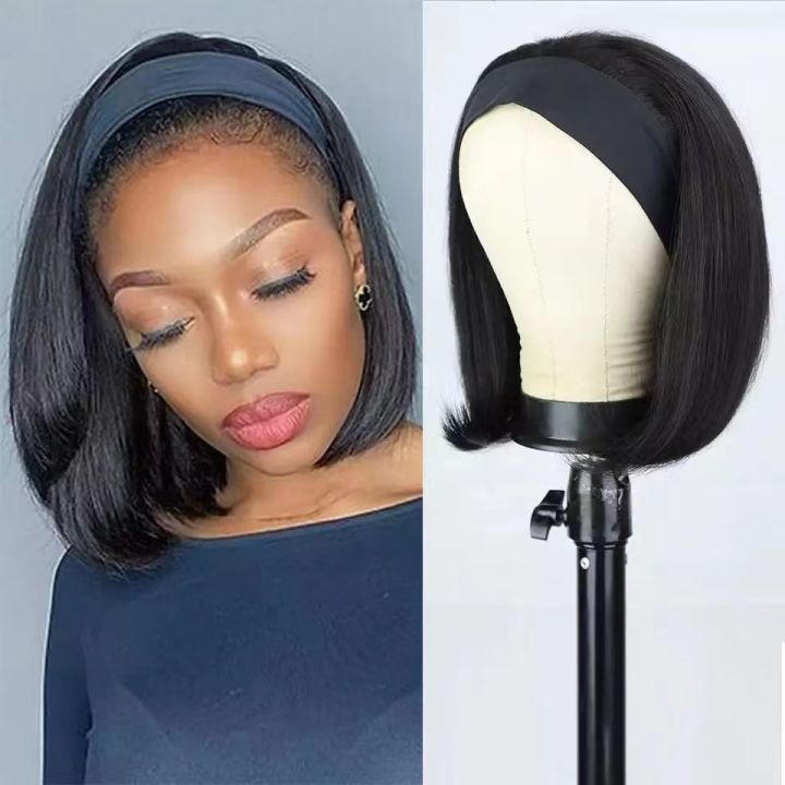 Turban%20Wig%20Women's%20Wig%20Inner%20Buckle%20bob%20Short%20Straight%20Hair%20Hair%20Band%20Short%20Hair%20Chemical%20Fiber%20High-Temperature%20Fiber%20Wig%20-%20Image%202