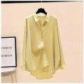 2023 Autumn Women's Wear Tencel Cotton Loose Relaxed Sunscreen Shirt Korean Edition Solid Color Versatile Drop Long Sleeve Top.