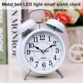 Alarm Clocks Alarm Clock Retro Twin Bell Metal Desk Table Analog Clock Silent with Night Light for Home Office Mini Travel Alarm Clock Digital Clock (Color : E).