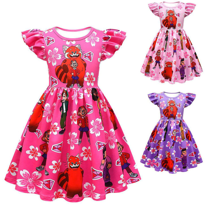 (New)%20girls%20princess%20dress%20cartoon%20printing%20short%20sleeves%20A-line%20skirt%20flying%20sleeves%20waist-printed%20dress%20-%20Image%202