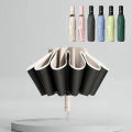 1pcs Fully Automatic Reverse Folding Umbrella with Windproof Reflective Stripe UV Umbrellas Dual Use Rain or Shine Umbrellas.