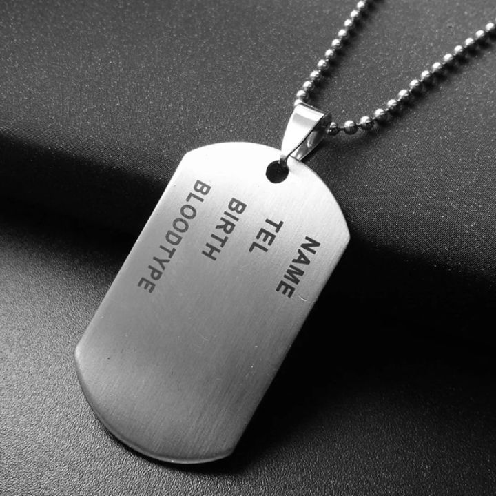 (New) Army tag badge name dog tag pendant man necklace color stainless  steel men jewelry gift N45