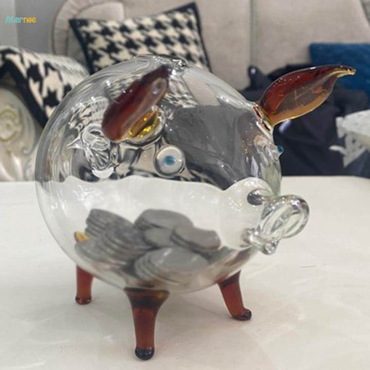 Transparent Pig Piggy Bank Novelty Tabletop Glass Pig Piggy Bank