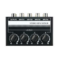 4 Channel Stereo Audio Mixer Support RCA Input and Output Mini Passive Stereo Mixer with Separate Volume Controls. 