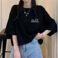 Pure Cotton ins Short T T-shirt Female Harajuku Style Student Summer New Korean Style Loose Black Figure Flattering Short Sleeve Top Fashion. 