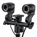 E27 Double Light Socket with Light Stand Swivel Mount & Umbrella Holder for Photography, Film, & Video Studio. 