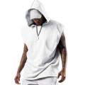 Summer Mens Sleeveless Hoodie T-Shirts Muscle Sweatshirt Cool Hoody Tops Gym Sport Slim Fitness Hooded Sportswer Tees Fashion. 