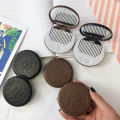 【Versatile】 1pcs Cute Chocolate Cookie Shaped Chocolate Design Makeup With 1 Comb Set Women Makeup Tool Folding Makeup MIRRORRR.