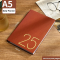 One Page Per Day Planner High Quality PU Cover 365 Days Notebook 2025 Edition A5 Size Agenda for Work Office Professional. 