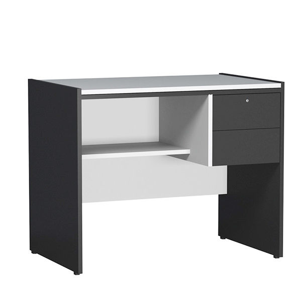 Trendy Mart Modern Study Desk with 2 Lockable Drawers & Storage Shelf | Computer Table | Home Office Writing Desk | Black & White