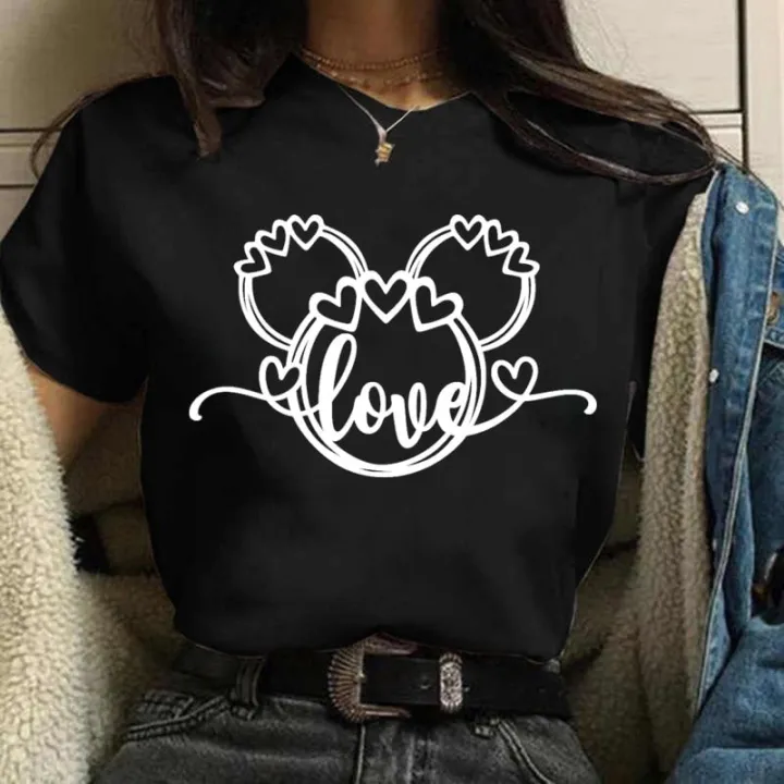 Disney%20Gold%20Micky%20Head%20Women's%20Casual%20100%25%20Cotton%20T-shirt%20Mickey%20Mouse%20High-Quality%20Print%20Fashion%20Top%20Cartoon%20-%20Image%207