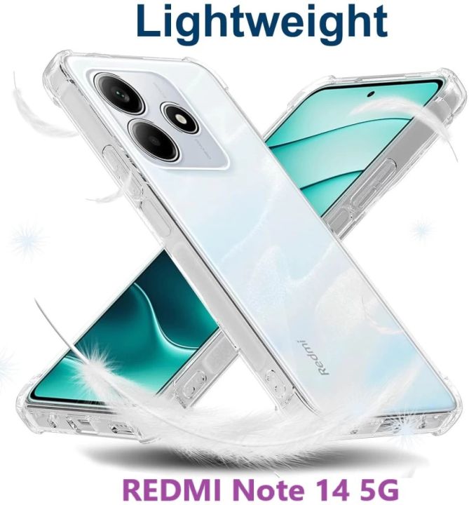 Xiaomi Redmi Note 14 5g Premium Silicone Case Crystal Clear Soft TPU Ultra-Thin Transparent Flexible Protective Mobile Phone Back Cover