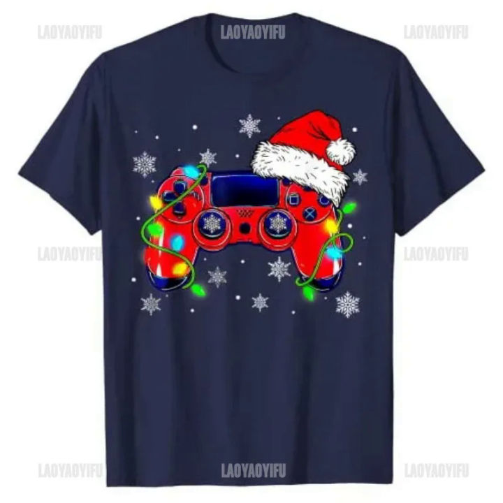 Video%20Game%20Controller%20Christmas%20Santa%20Hat%20Gamer%20Boys%20O-neck%20T-Shirt%20Gifts%20Gaming%20Lover%20Xmas%20Costume%20Family%20Matching%20Videos%20Games%20-%20Image%202