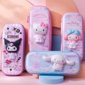 Sanrio Pencil Case Kawaii Hello Kitty Cinnamoroll Melody PU Large Capacity Pencils Bag Pouch Pen Case School Supplies Stationery. 