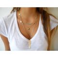 Multilayer Choker Necklace For Women Chain Jewelry Feather Pendant Multi Layer - Necklace For Girls Women. 
