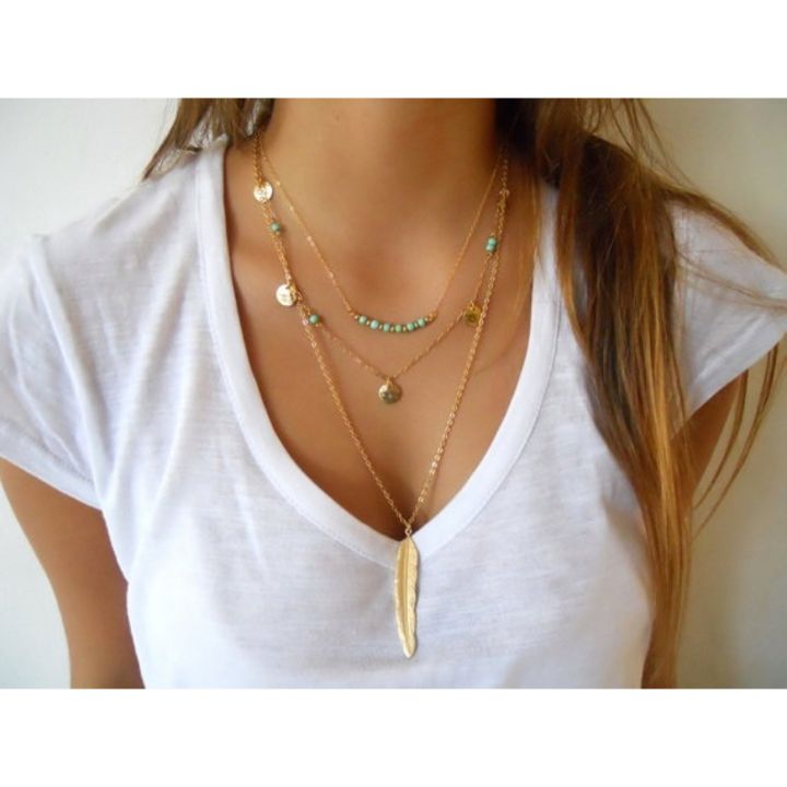 Multilayer%20Choker%20Necklace%20For%20Women%20Chain%20Jewelry%20Feather%20Pendant%20Multi%20Layer%20-%20Necklace%20For%20Girls%20Women%20-%20Image%202