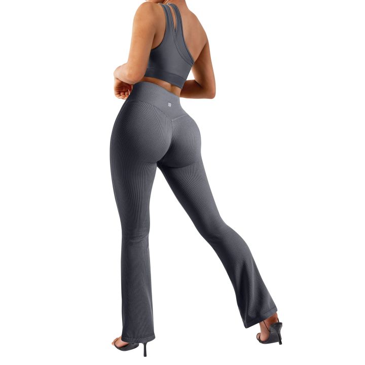 Flared%20Leggings%20Ribbed%20Crossover%20V%20Waist%20Women's%20Yoga%20Pants%20Control%20Tummy%20High%20Waist%20Wide%20Leg%20Pants%20Casual%20Flare%20Pants%20Female%20-%20Image%204
