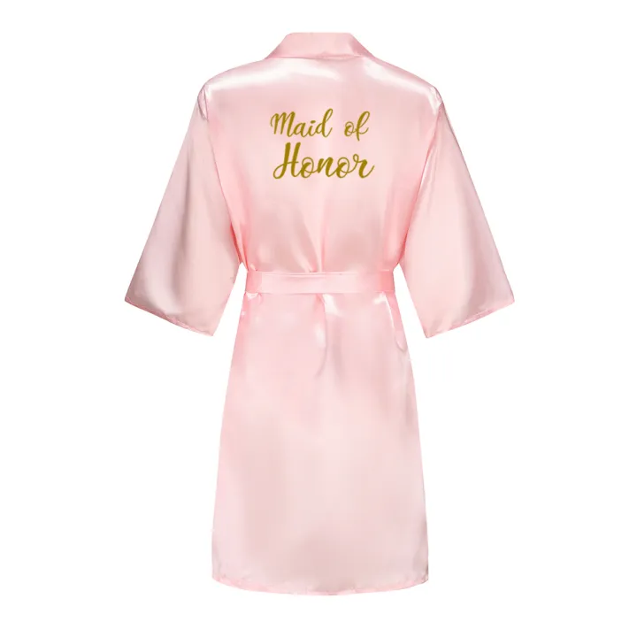 Team%20Bride%20Maid%20of%20Honor%20Gold%20Letter%20Print%20Kimono%20Faux%20Silk%20Women%20Wedding%20Preparewear%20Bridal%20Party%20Bridesmaid%20Robes%20-%20Image%204