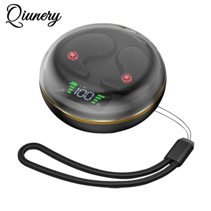Qiunery BY-8 Wireless Earbuds Noise Canceling Earphones Sleeping Headphones With Lanyard For Smart Phone Computer Laptop