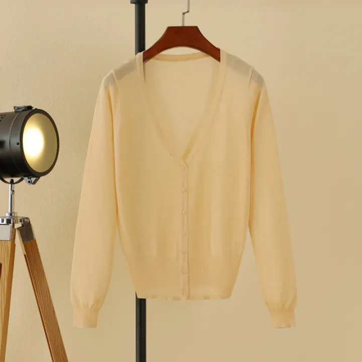 Summer%20Cardigan%20Women%20Cropped%20Korean%20Fashion%20Style%20Female%20Black%20Women's%20Coat%20Clothing%20V-neck%20Ladies%20Sweater%20Outerwear%20Cute%20Basic%20-%20Image%207