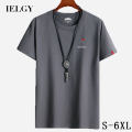 IELGY Men's short-sleeved t-shirt summer cotton simple wild compassionate large size loose shirt bottoming shirt.