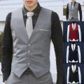 Fashion Men Vests Waistcoat Solid Color V Neck Sleeveless Buttons Blazer Plus Size Formal Business Jacket Vests.