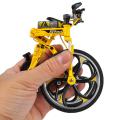 2022 Mini Folding Bicycle, Miniature Alloy Folding Mountain Bike Model, Yellow/Red/Blue. 