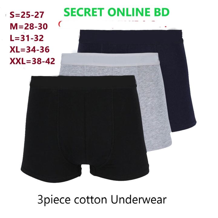 Pack of 3 piece premium cotton boxer underwear for men-box