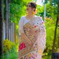 Screen Print Comfortable Half Silk Saree For Women - Partywear - Suitable for Every Season. 