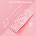 61 Keys RGB Backlit 2.4G Bluetooth-compatible Dual Mode Wireless Keyboard Gaming Computer Keyboard for Gamer PC Laptop Pink. 