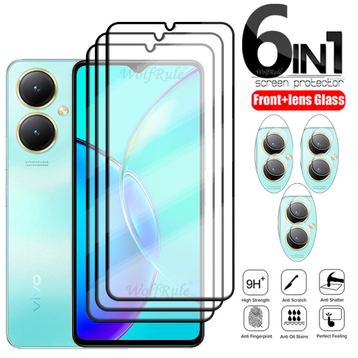 Glass 4G Lens Glass Y 27 Screen Protector 6-in-1 for Vivo Y27 Glass For Vivo Y27 Tempered Glass Film Full Coverage Glue 9H for Vivo Y27