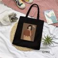 【Good-Love Store】（NEW）Aesthetic Art Canvas Tote Bag Pic Print Storage Bags Black Bags. 