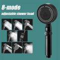 8 Modes High-Pressure Shower Head Fall Resistance Black Handheld Showerhead Water Saving Bathroom Shower Accessories.