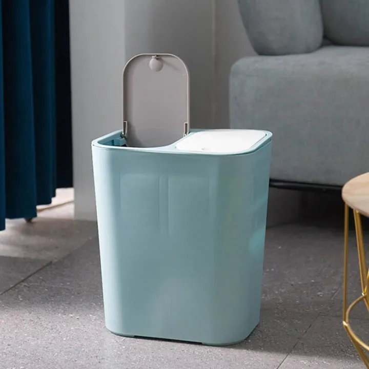 Trash%20Can%20Rectangle%20Plastic%20Push-Button%20Dual%20Compartment%2012%20Liter%20Recycling%20Waste%20Bin%20Garbage%20Can-Grey%20-%20Image%202
