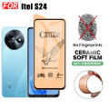 itel S24 Ceramic Tempered Glass For itel S23 S24 P55+ Plus P55 4G 5G A70 Matte Soft Film Full Screen Protector 3 in 1 Camera Lens Protecto.