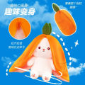 25CM Cute Transform Strawberry Rabbit Doll Plush Toy Carrot Rabbit Small Fruit Doll Bunny Birthday Gift for Girls Kids Boys. 