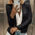 Office Ladies Jacket Sequins Glitter Short Style Jacket Outwear. 