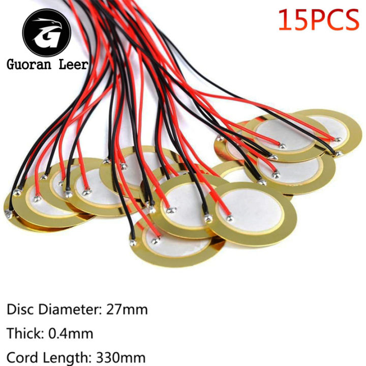 20 pcs 27mm Piezo Discs Piezo Pickup avec Leads Mic Drum Trigger