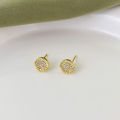 Round cake Haoshi gold summer new niche design fashion generous simple women's stud earrings earrings jewelry.
